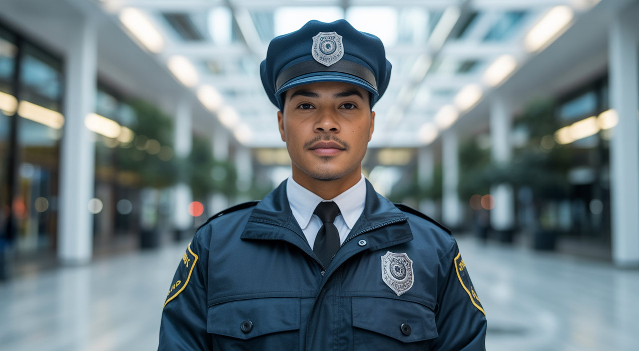 Professional security guard standing in a modern urban setting, representing trusted security services in Los Angeles