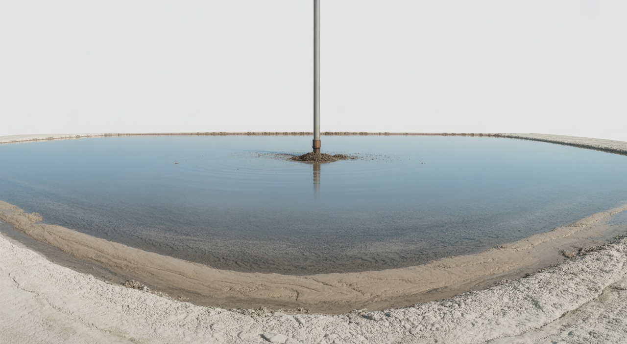 Wastewater dredge removing sludge from a lagoon