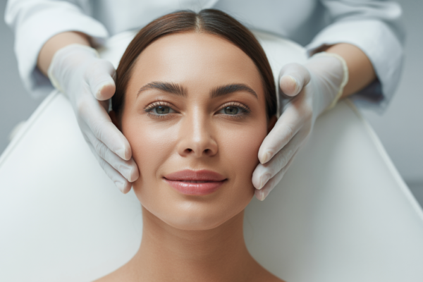 High-quality professional image of a woman receiving Botox treatment in a modern MedSpa with a clean white background